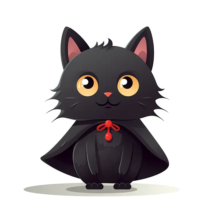 Cute Black Cat with Red Bow for Halloween
