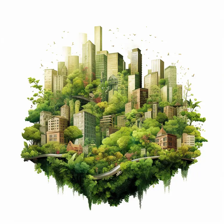 Floating City with Greenery