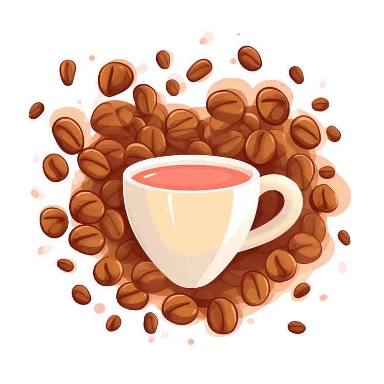 Coffee Cup Surrounded by Coffee Beans
