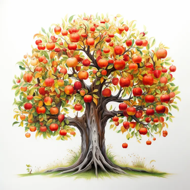 Lush Apple Tree with Ripe Apples