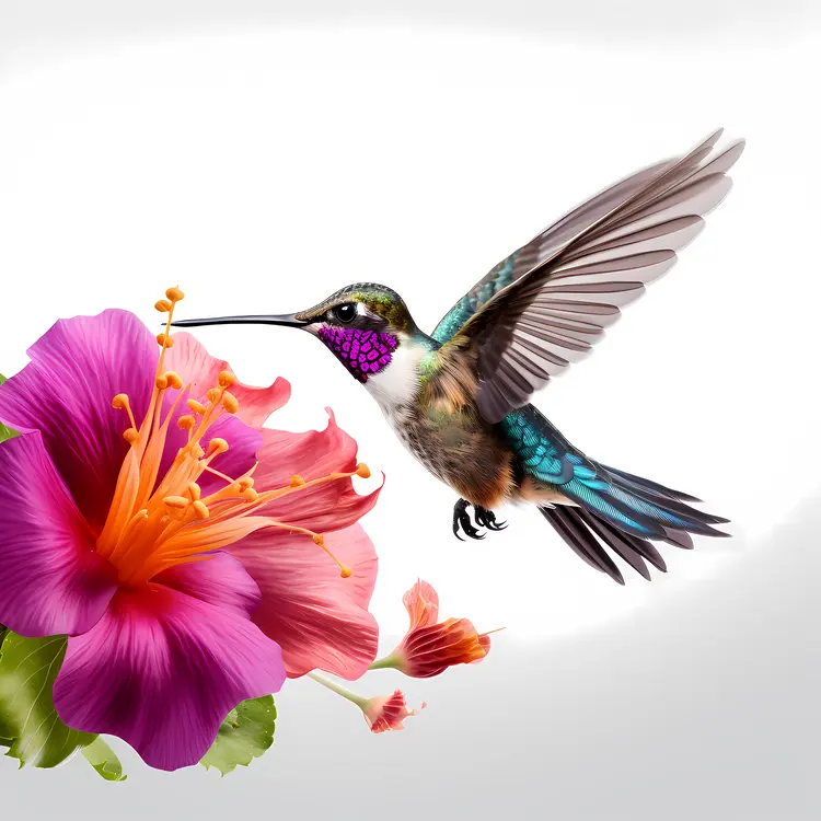 Hummingbird with Pink Flower