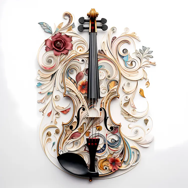 Violin with Intricate Artistic Design