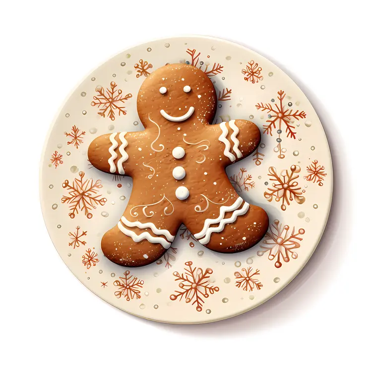 Gingerbread Man Cookie on a Festive Plate