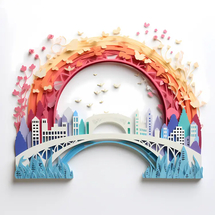 Cityscape with Rainbow Arch