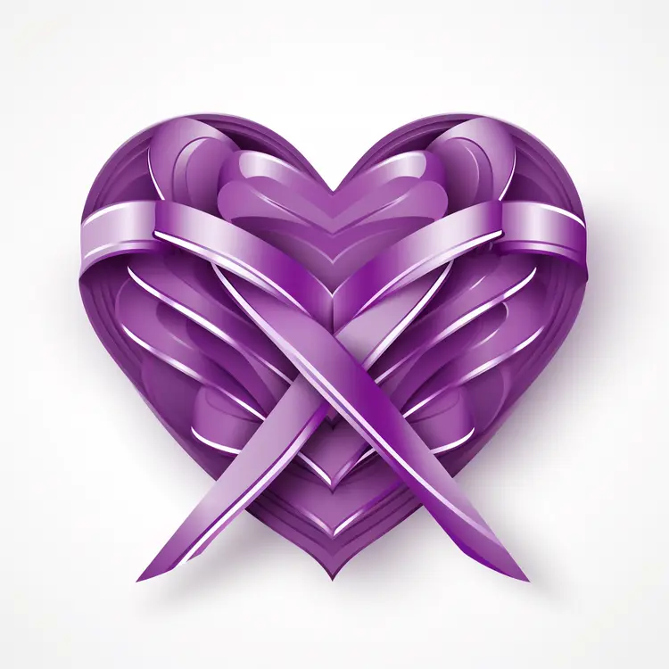Purple Heart with Ribbon for Valentine's Day