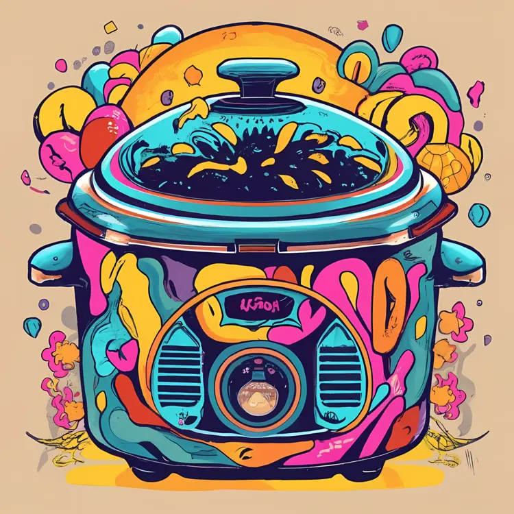 Colorful Slow Cooker with Food