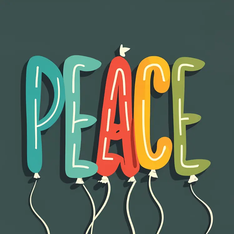 Colorful Peace Balloon Text
