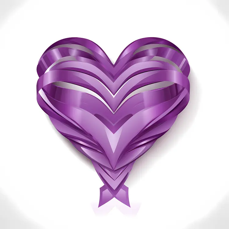 Beautiful Purple Ribbon Heart for Valentine's Day