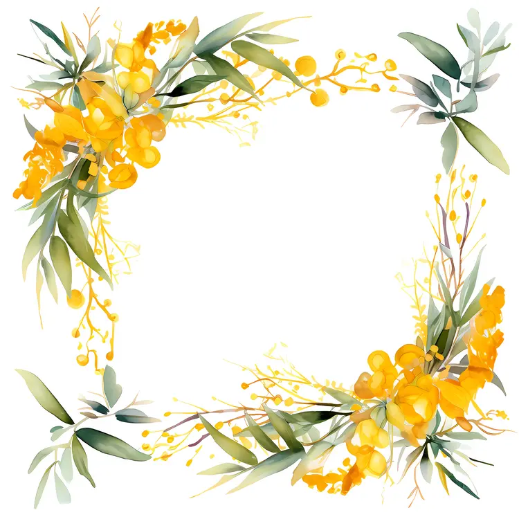 Yellow Floral Square Frame Decoration