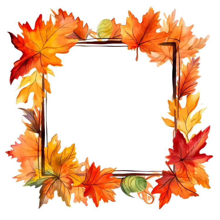 Autumn Leaves Frame with Maple Leaves