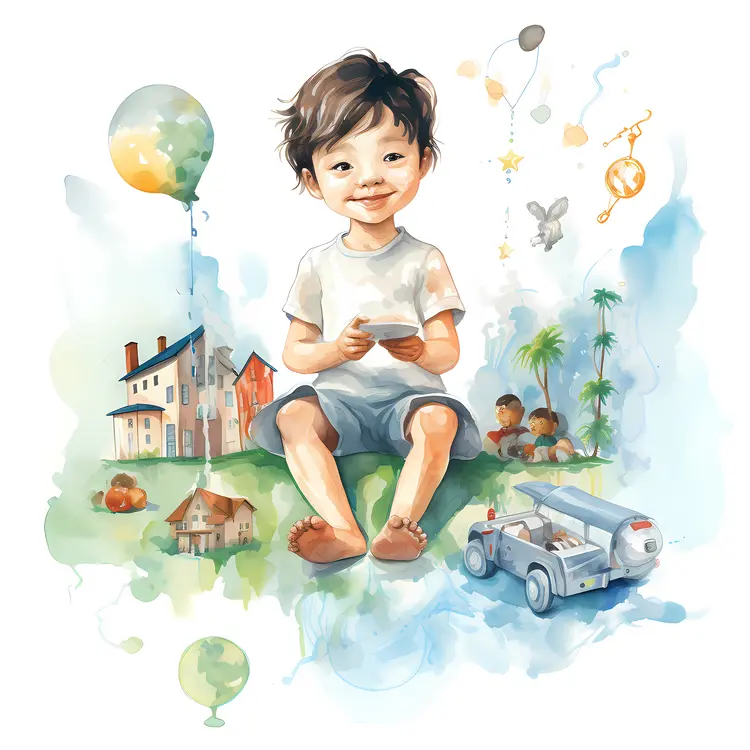Boy with Toys and Imagination