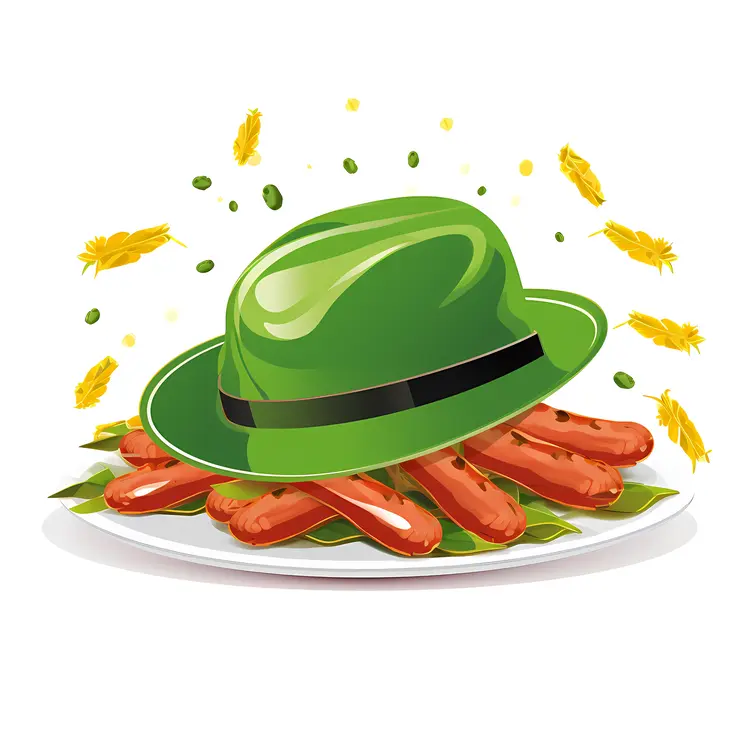 Green Hat with Sausages for Oktoberfest Celebration