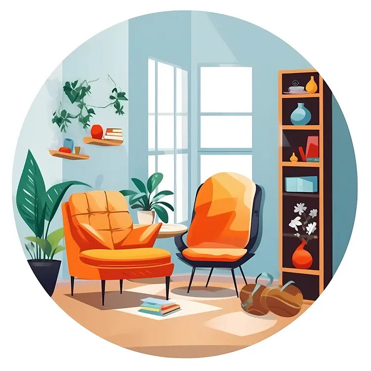 Cozy Orange Armchair in Modern Living Room