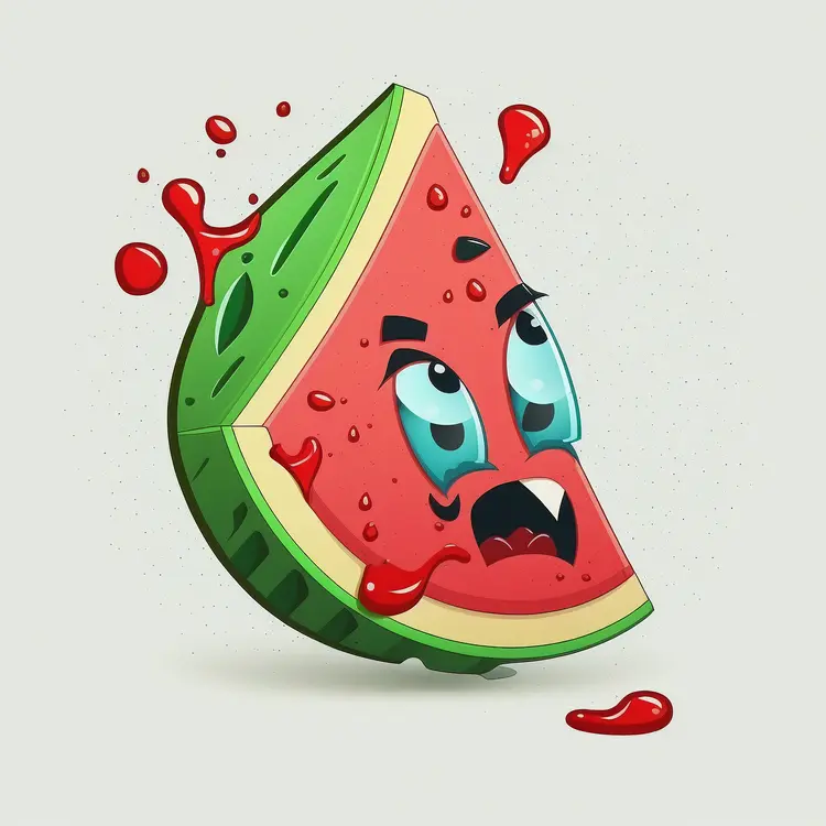 Angry Watermelon Cartoon Illustration