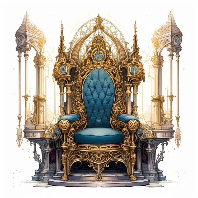 Luxurious Ornate Blue Throne