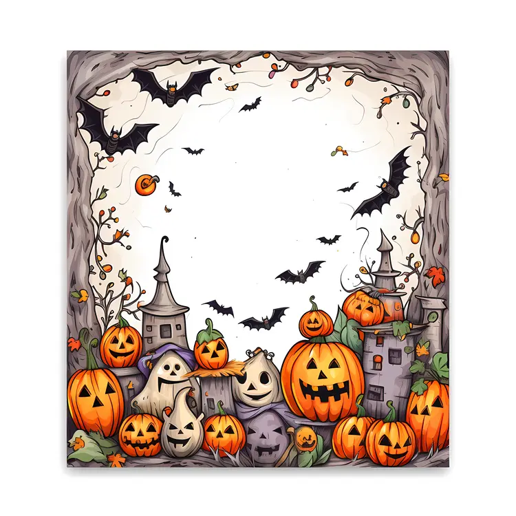 Halloween Pumpkins and Ghosts