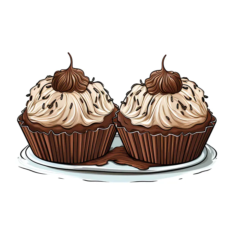 Chocolate Cupcakes with Cream and Sprinkles
