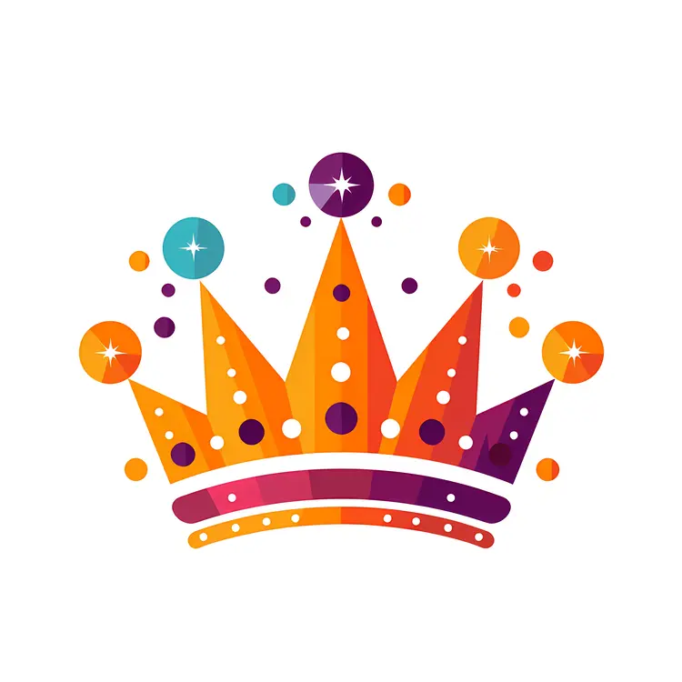 Vibrant Orange Crown with Jewels