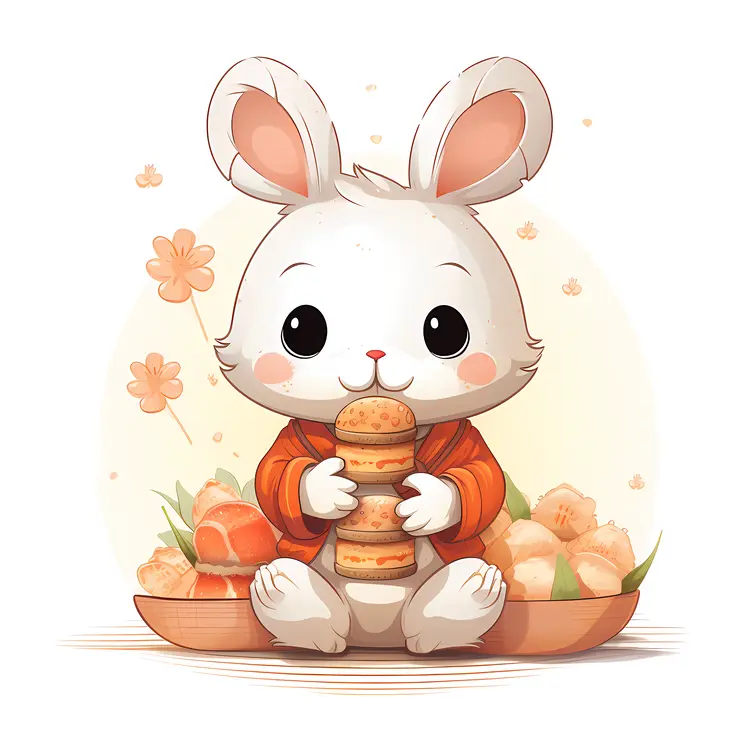 Cute Rabbit with Snacks