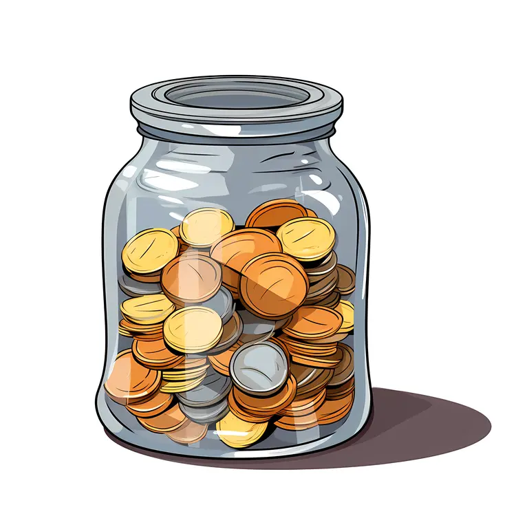 Coins in Jar Illustration