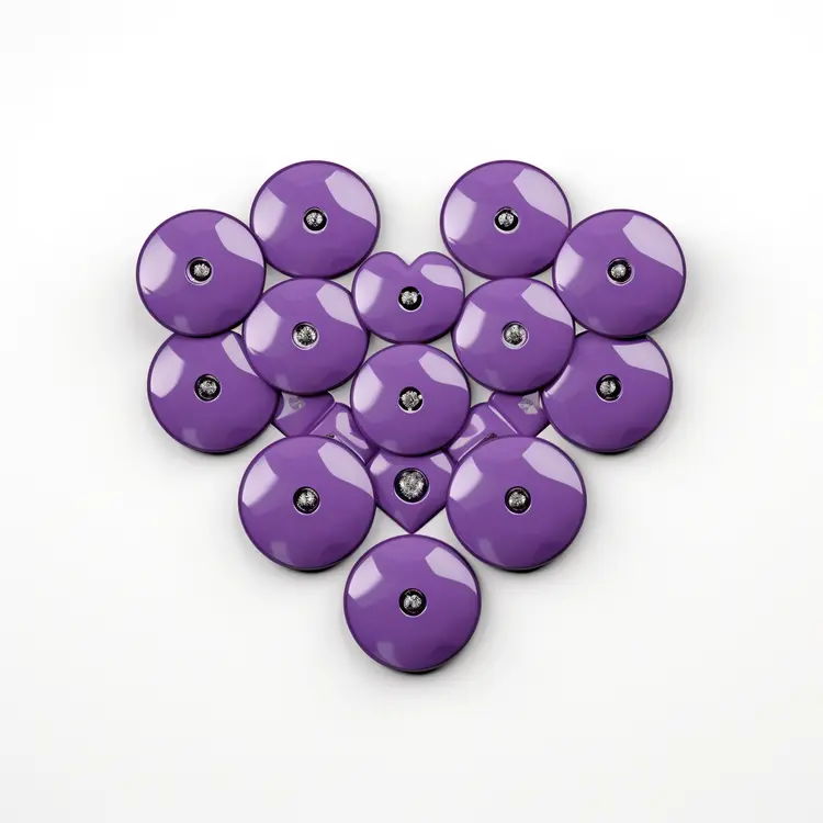 Heart-Shaped Arrangement of Purple Buttons