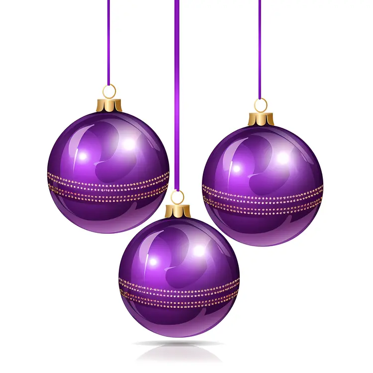 Shiny Purple Christmas Ornaments for Festive Decoration