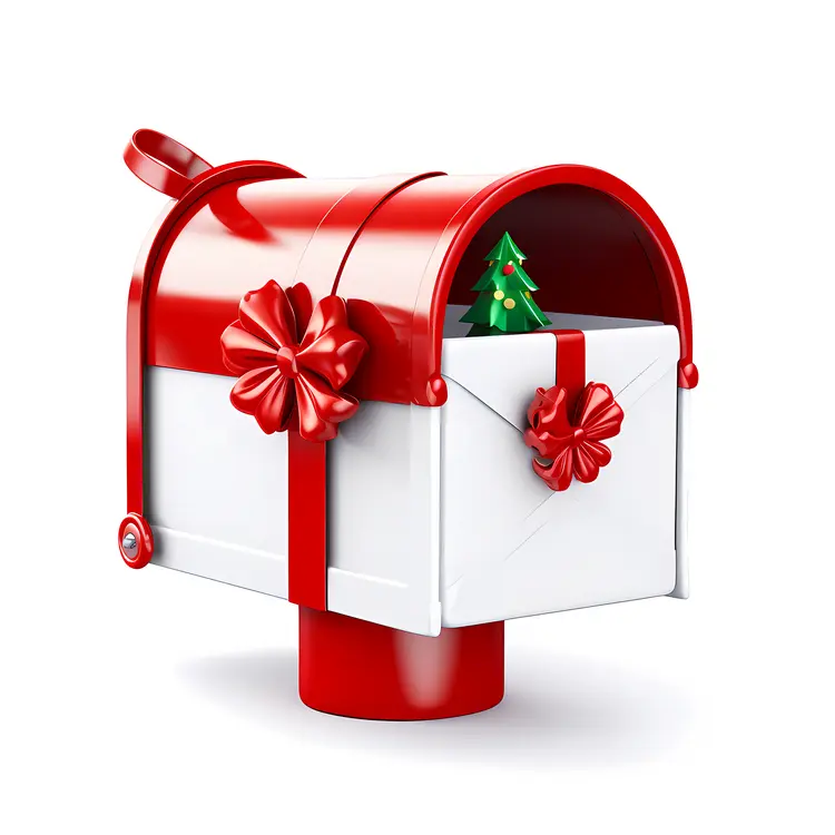 Red Mailbox with Gifts and Decorations