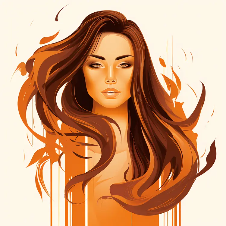Artistic Portrait of a Woman with Flowing Hair in Orange Tones