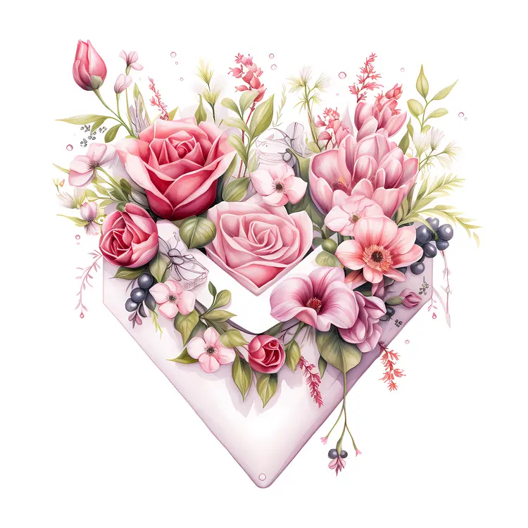 Pink and Red Roses in Envelope