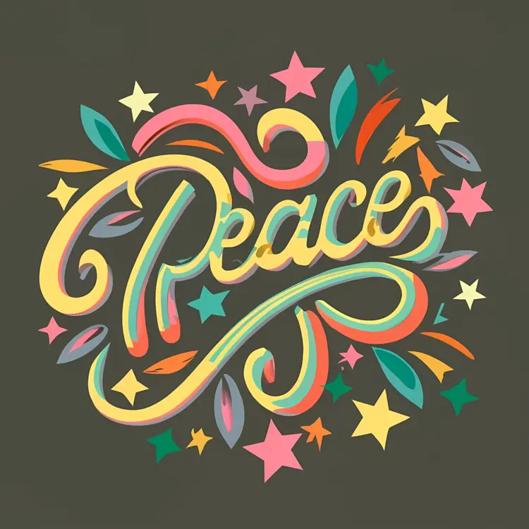 Peace Greeting with Stars and Leaves