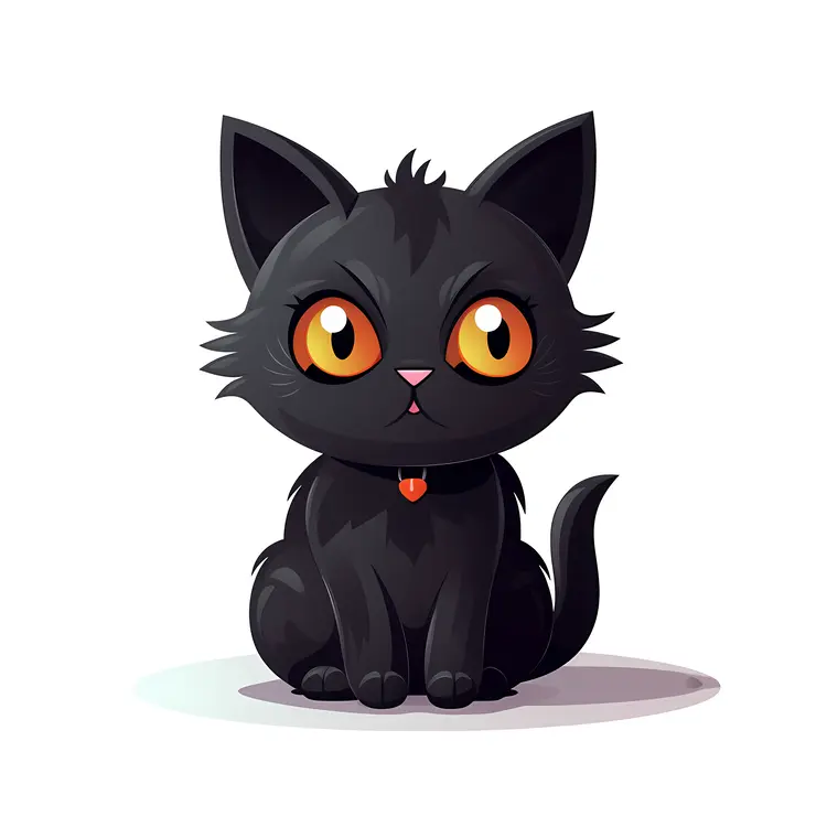 Cute Black Cat Cartoon Illustration