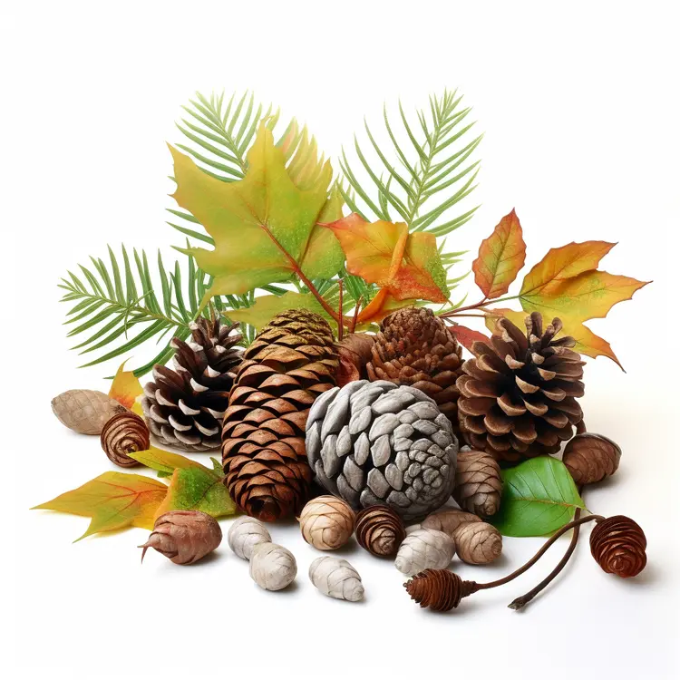 Beautiful Pine Cones and Autumn Leaves Arrangement