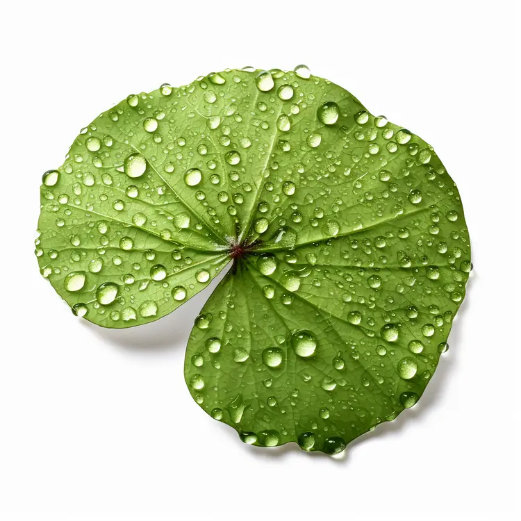 Fresh Green Leaf with Water Droplets