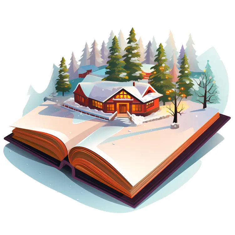 Snowy Cabin in a Book