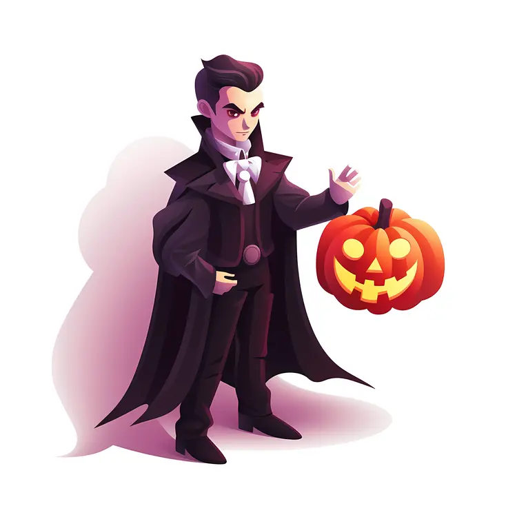 Vampire Holding Pumpkin for Halloween
