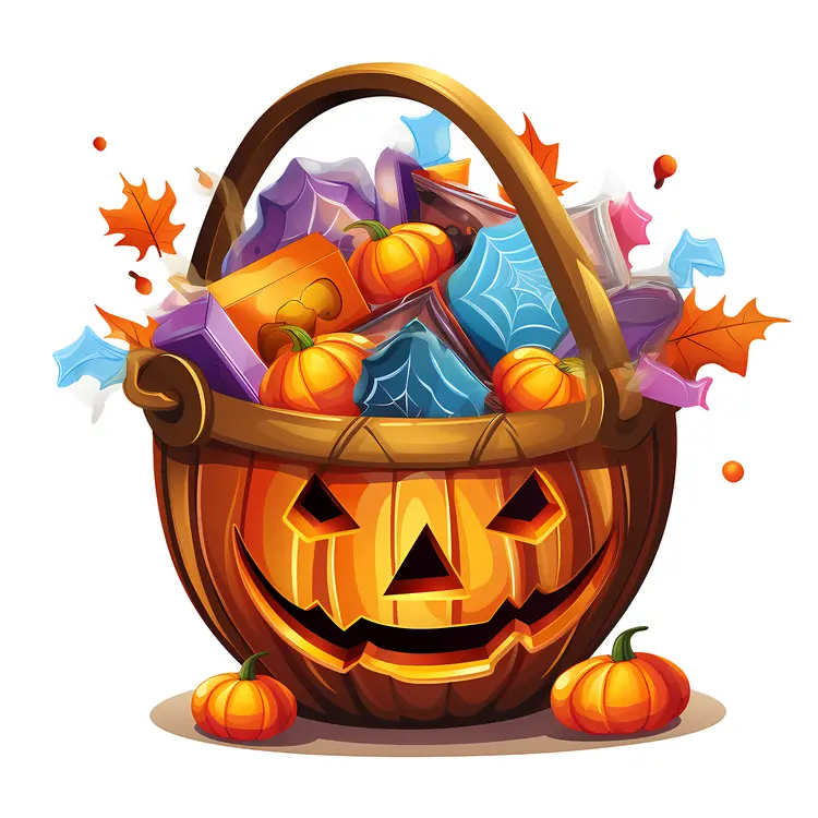 Festive Pumpkin Basket with Halloween Candy