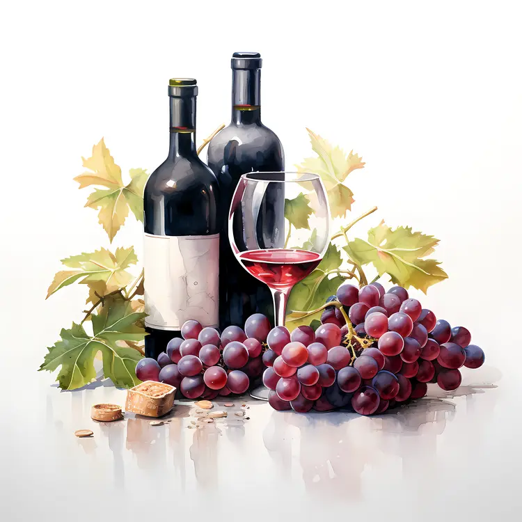 Elegant Wine and Grapes Still Life