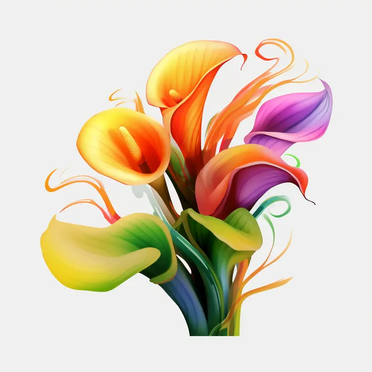 Colorful Calla Lily Bouquet Illustration