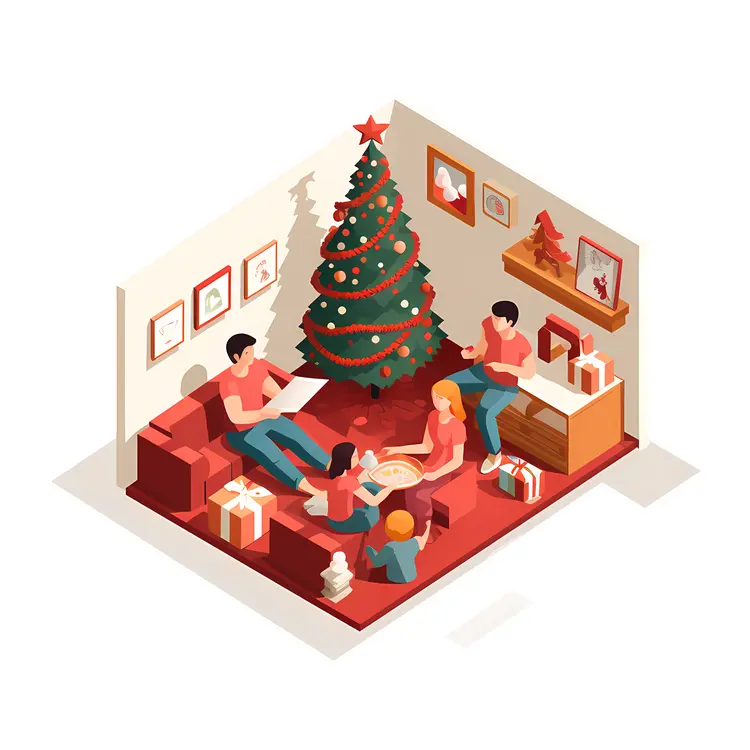 Family Celebrating Christmas at Home