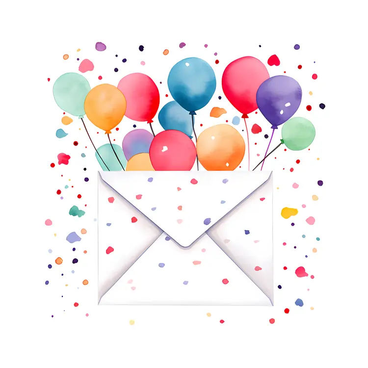 Festive Envelope with Colorful Balloons