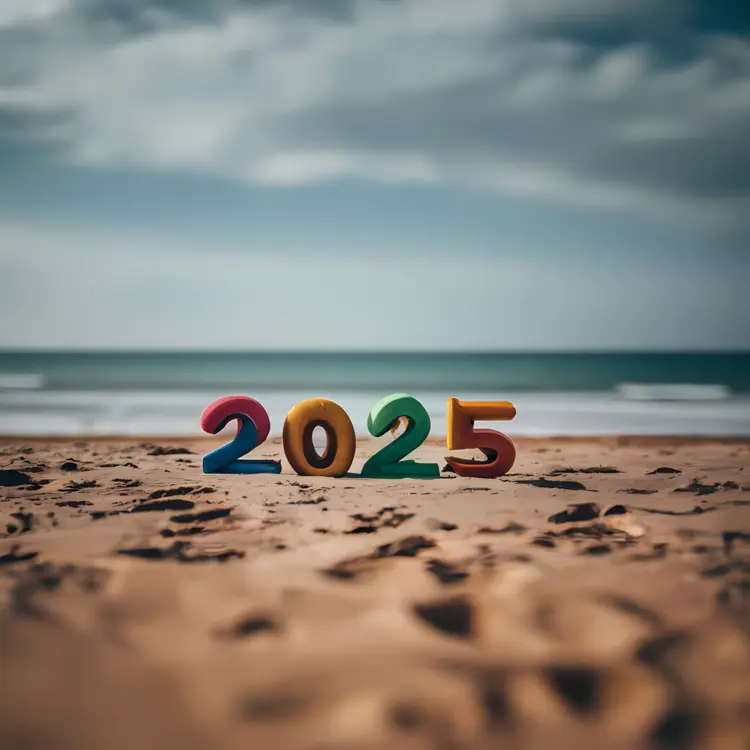 2025 Numbers on Beach for New Year