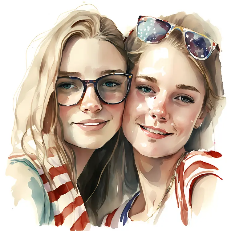 Girls Taking Selfie in Summer
