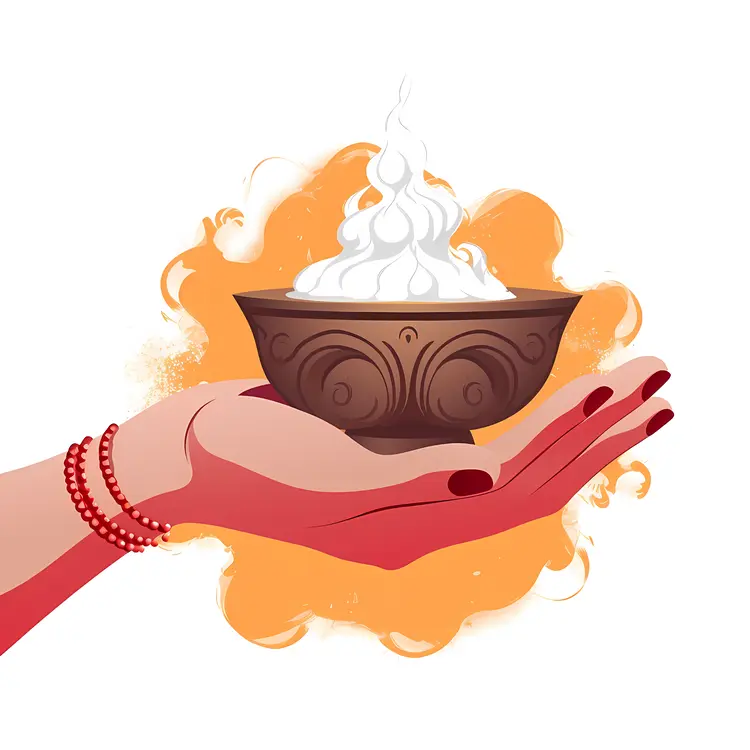 Hand Holding a Bowl with Smoke in Ritual