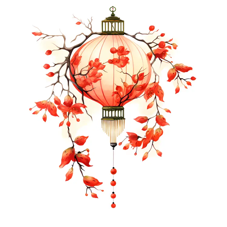 Elegant Floral Lantern for Chinese New Year