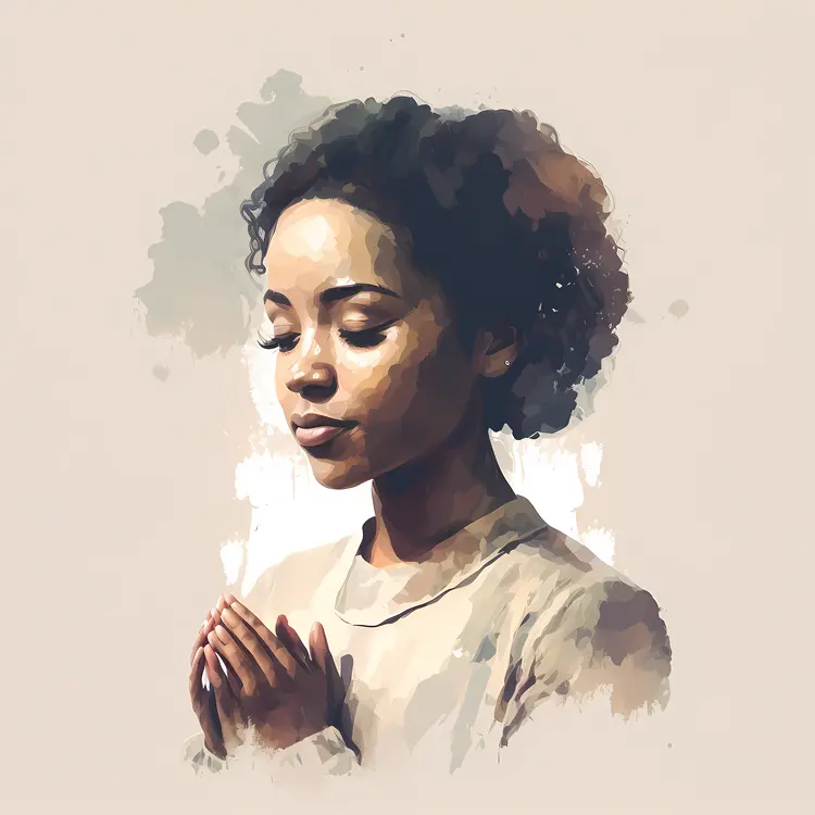 Praying Woman with Closed Eyes