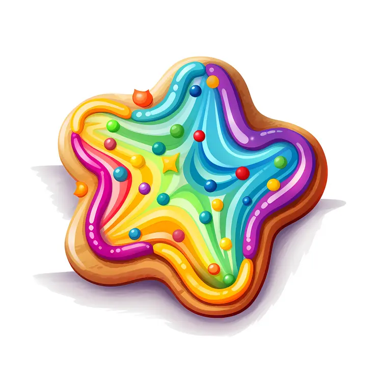 Rainbow Star Cookie with Colorful Icing