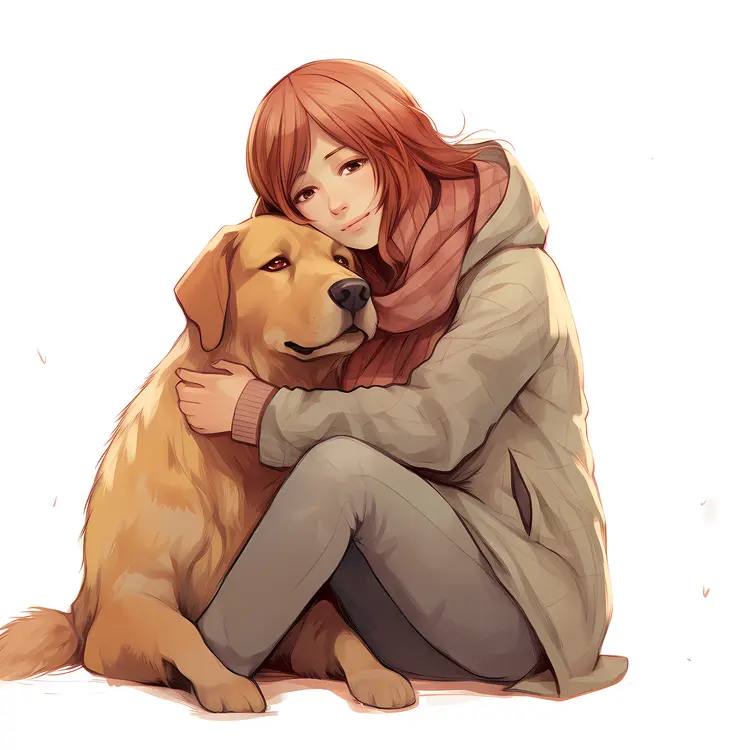 Girl Hugging Her Dog