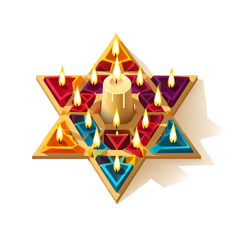 Colorful Star of David with Candles for Hanukkah