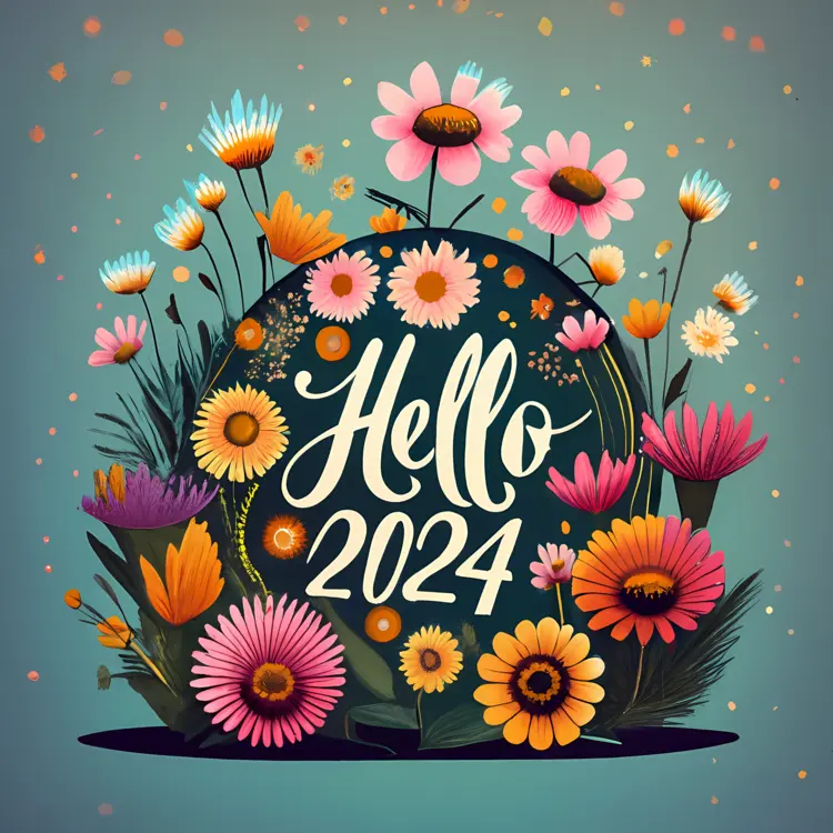 Floral Hello 2024 Greeting