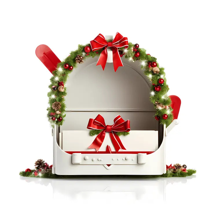 White Mailbox with Gifts and Decorations